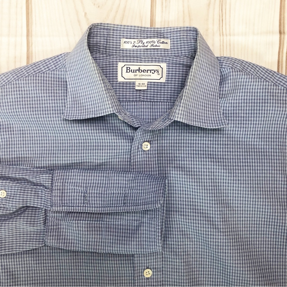 Vintage Burberry Long Sleeve Button Up Shirt Sz 16-33